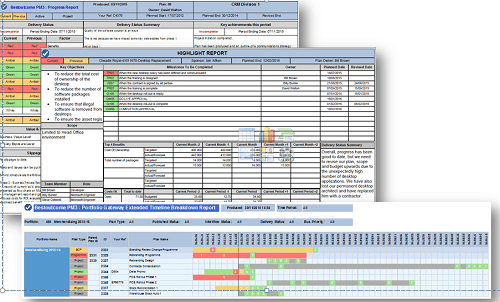 M3 screen showing project status programme